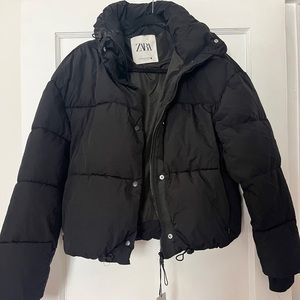 NWT Zara Black Short Puffer Coat